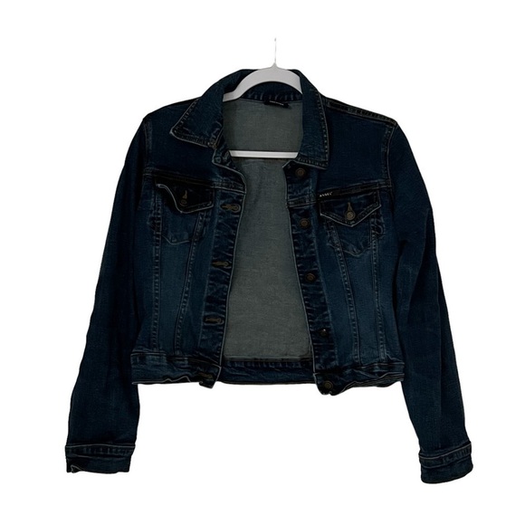 Angels Jean Jacket Womens Small Blue Denim Button Up Casual Stretch - Picture 1 of 8